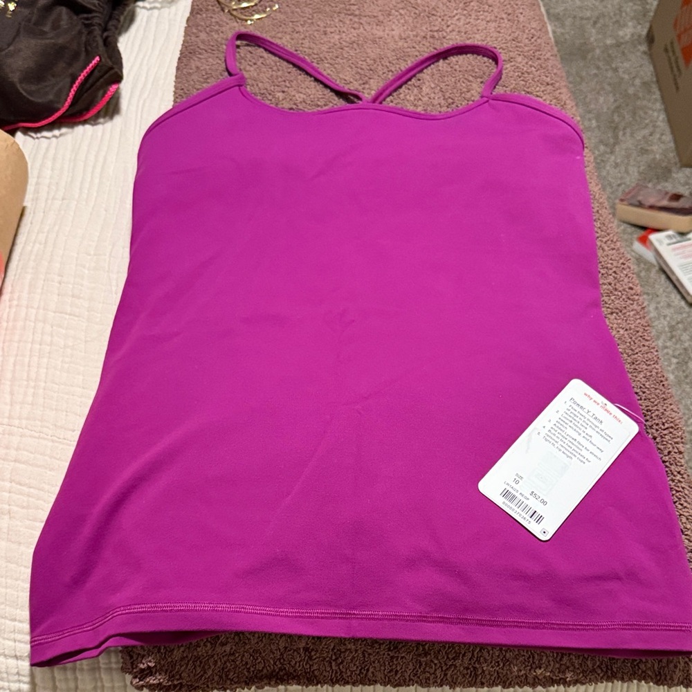 Lululemon Power Y Tank in beautiful magenta color. NWT.